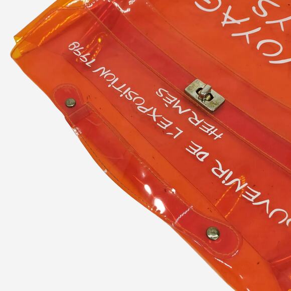 Hermes Hand Bag Orange Vinyl - Picture 4 of 9